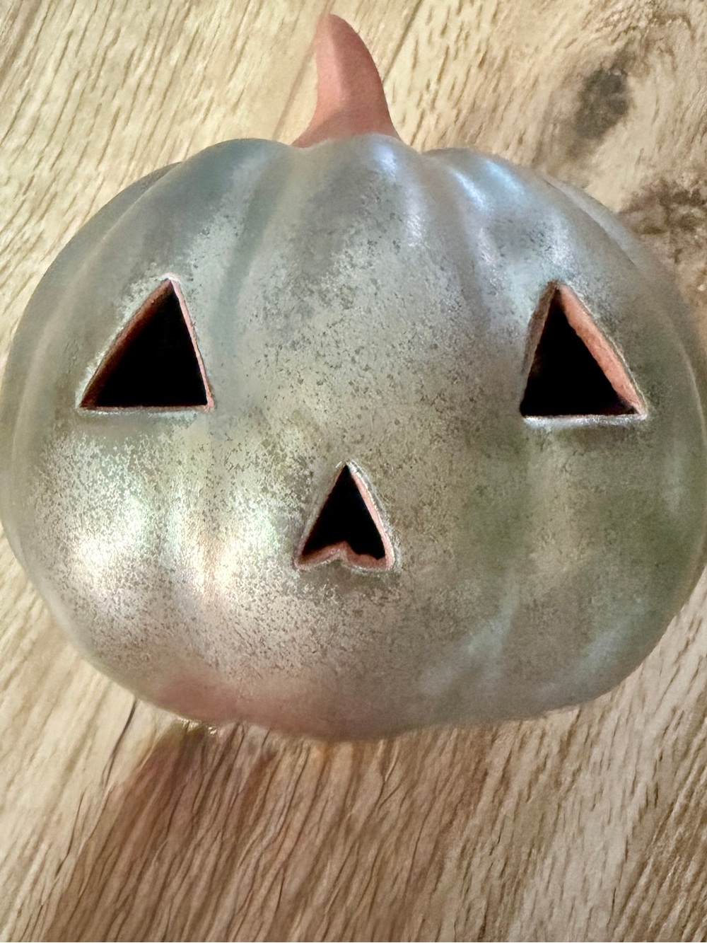 Source Unknown Metallic Green Pumpkin Jack-O'-Lantern
